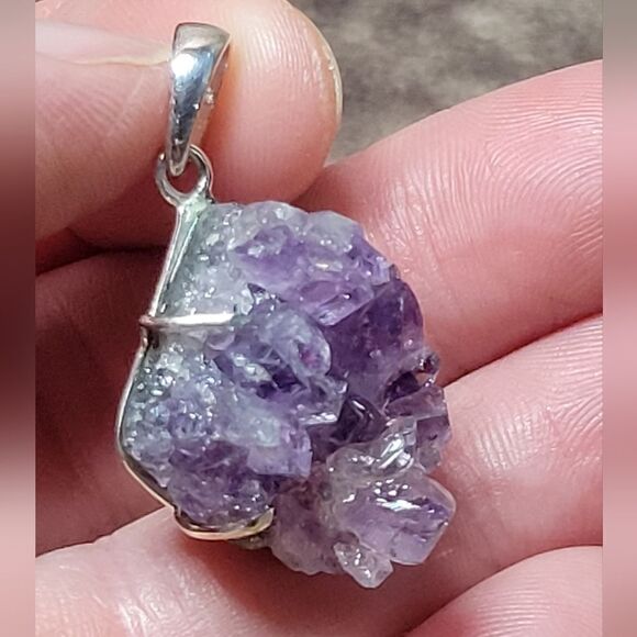 Purple Amethyst Cluster Pendant - Picture 11 of 11